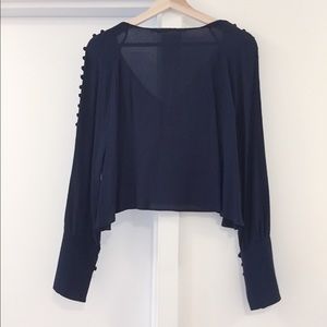 Zara Tops - Navy Zara cropped blouse with button details Zara Tops - Navy Zara cropped blouse with button details